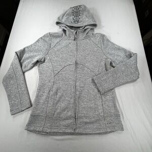 Mondetta Hooded L Activewear Jacket Performance Women's Full Zip Grey Embroidery